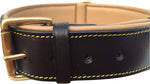 Black Leather Padded Dog Collar with Heavy Duty Brass Buckle, Size Xlarge, 28