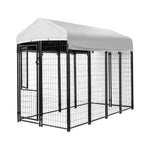8 Ft X 4 Ft X 6 Ft Welded Wire Dog Kennel with Waterproof Cover, Black for Indoor & Outdoor Use