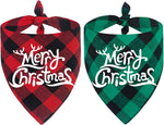 2 Pack Christmas Buffalo Plaid Dog Bandanas - Scarf Triangle Bibs Kerchief Merry Christmas Pet Costume for Small Medium Large Dogs Cats (Christmas 1, Small)