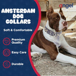 - Amsterdam Spiked Dog Collar, Genuine Leather Dog Collar for Large Dogs to Extra Large Dogs, Water-Resistant, Thick Dog Collar with D-Ring, Chocolate Brown Collar, 22 X 1.5 Inches