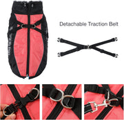 Warm Dog Coats with Harness Attached, Windproof Dog Winter Jacket with Harness, Reflective Winter Jacket for Dogs with Harness, XXL Dog Jacket, Dog Coat XXL Red 2XL