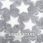 Cat Bed Snuggle Hideout for Indoor Cats & Small Dogs, Washable & Foldable W/ Plush Ball Toy - Snuggle Hideout-Bear Pet Tent - Silver Stars, Small