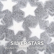 Cat Bed Snuggle Hideout for Indoor Cats & Small Dogs, Washable & Foldable W/ Plush Ball Toy - Snuggle Hideout-Bear Pet Tent - Silver Stars, Small