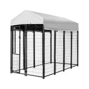 8 Ft X 4 Ft X 6 Ft Welded Wire Dog Kennel with Waterproof Cover, Black for Indoor & Outdoor Use