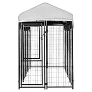 8 Ft X 4 Ft X 6 Ft Welded Wire Dog Kennel with Waterproof Cover, Black for Indoor & Outdoor Use