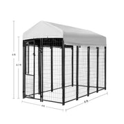 8 Ft X 4 Ft X 6 Ft Welded Wire Dog Kennel with Waterproof Cover, Black for Indoor & Outdoor Use