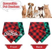 2 Pack Christmas Buffalo Plaid Dog Bandanas - Scarf Triangle Bibs Kerchief Merry Christmas Pet Costume for Small Medium Large Dogs Cats (Christmas 1, Small)